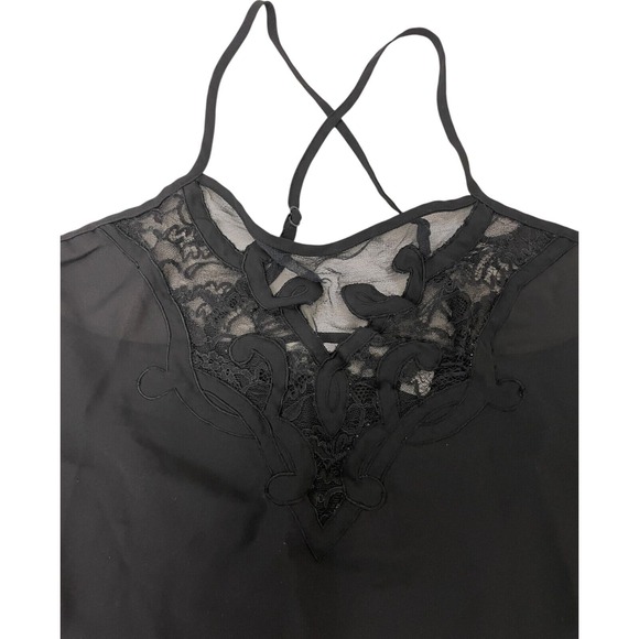 Vintage Victoria's Secret Lace Cami Top Black Sheer Sleeveless‎ Tank Top Large - Picture 5 of 14